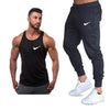 New fashion cotton sleeveless shirts tank top+Pants men Fitness shirt mens singlet Bodybuilding workout gyms vest fitness Sets