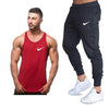 New fashion cotton sleeveless shirts tank top+Pants men Fitness shirt mens singlet Bodybuilding workout gyms vest fitness Sets